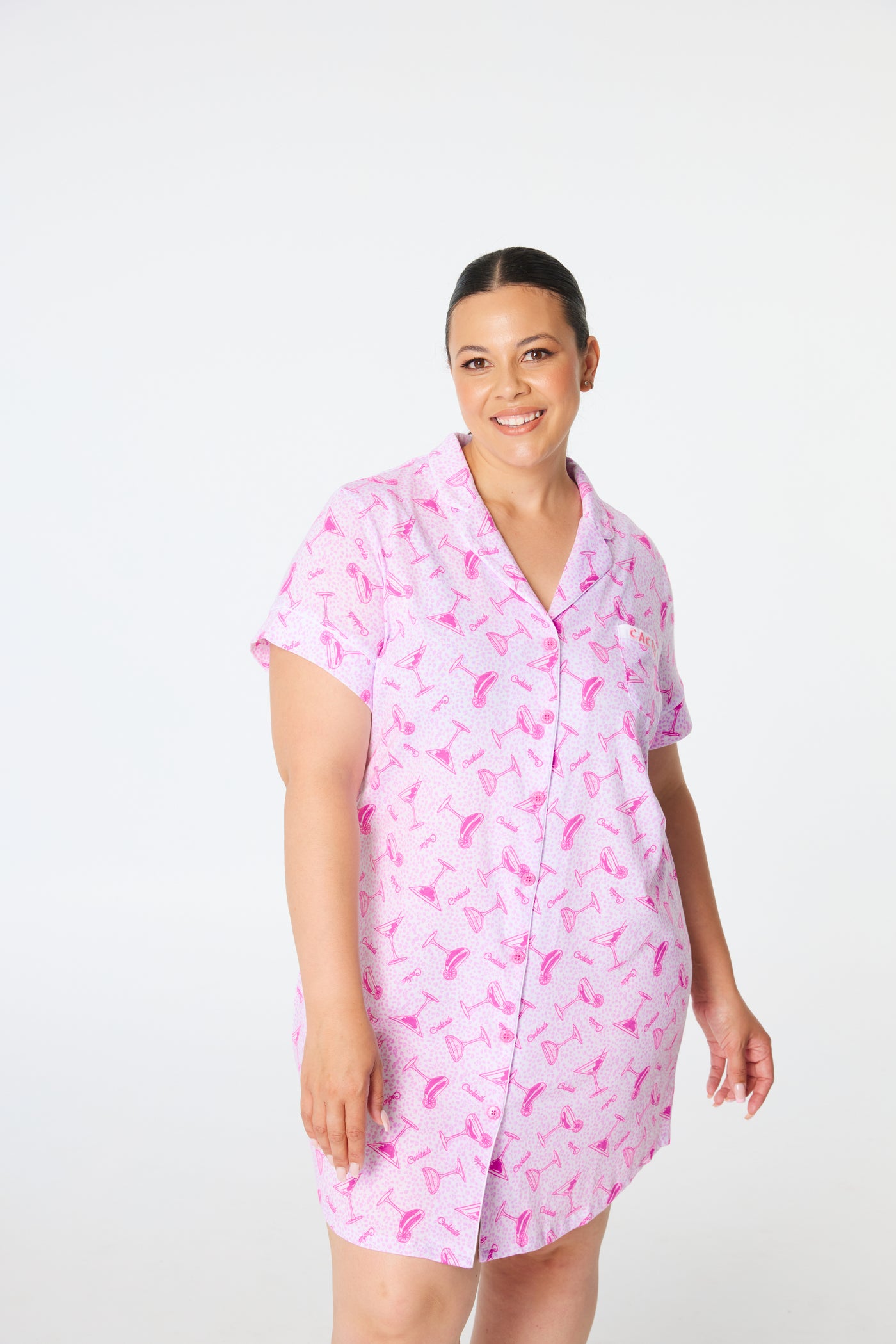 Cachia Martini Moment Button Up Nightie Pajamas