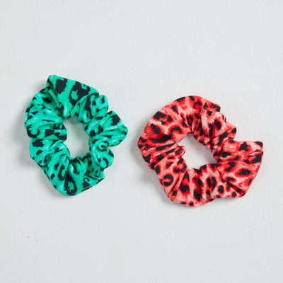 Peach & Green French Terry Scrunchie Duo