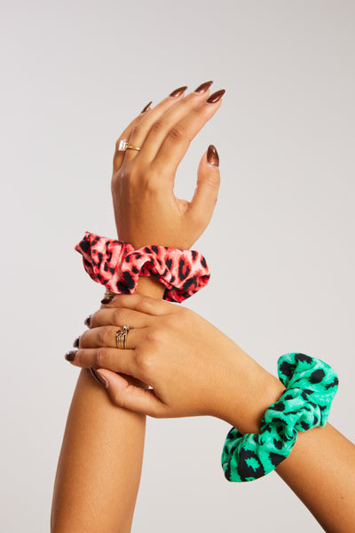 Peach & Green French Terry Scrunchie Duo