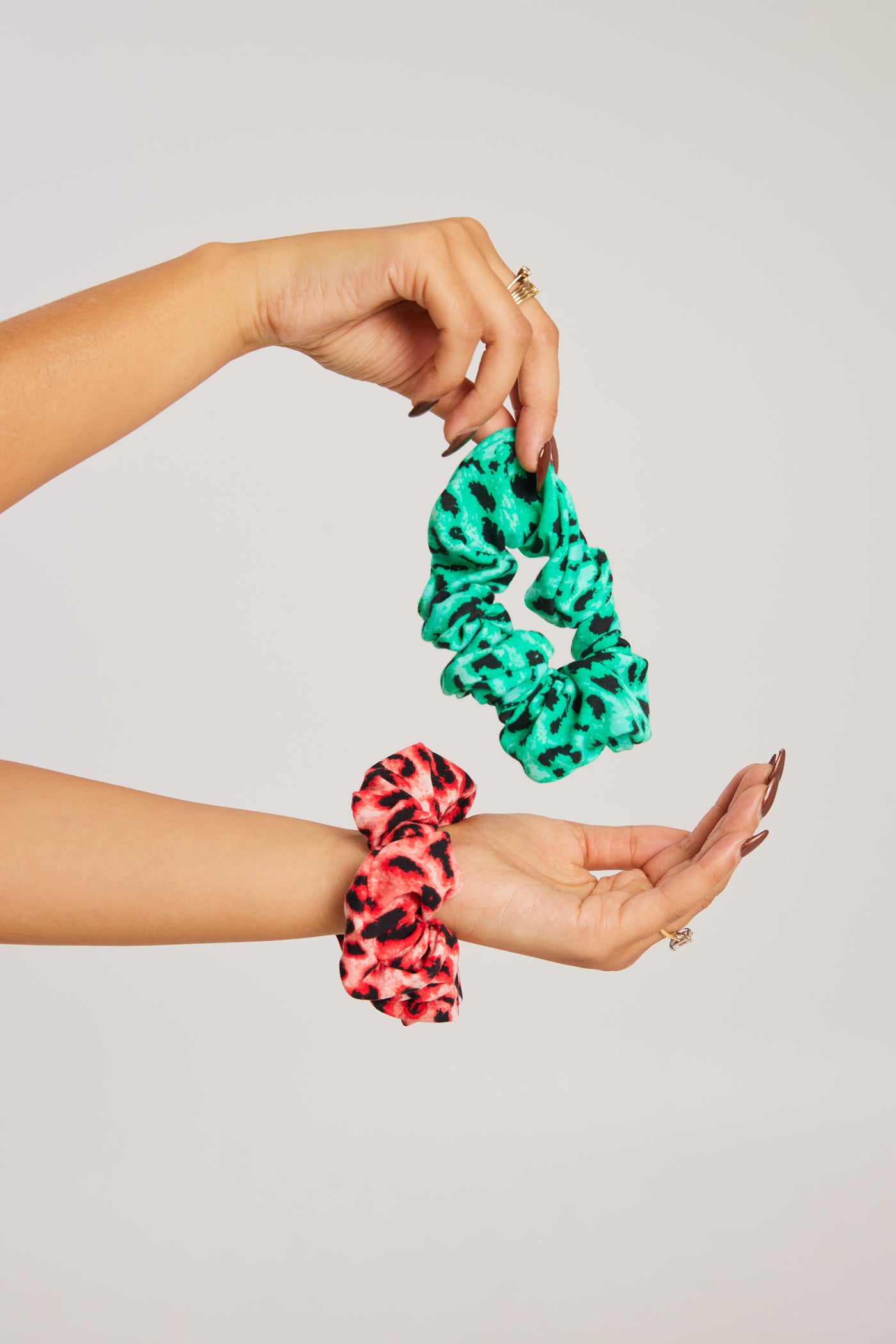 Peach & Green French Terry Scrunchie Duo