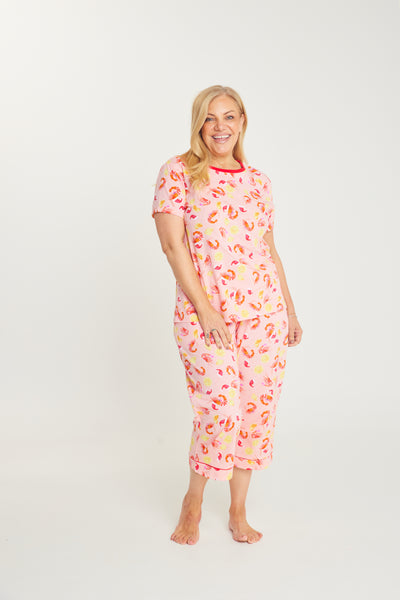 Shrimp on the Barbie - Peach Womens 3/4 Pant Set