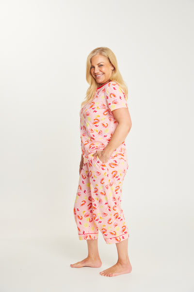 Shrimp on the Barbie - Peach Womens 3/4 Pant Set