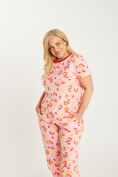 Shrimp on the Barbie - Peach Womens 3/4 Pant Set