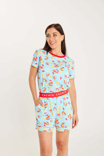 Cachia Shrimp on the Barbie - Mint Womens Short Set Pajamas