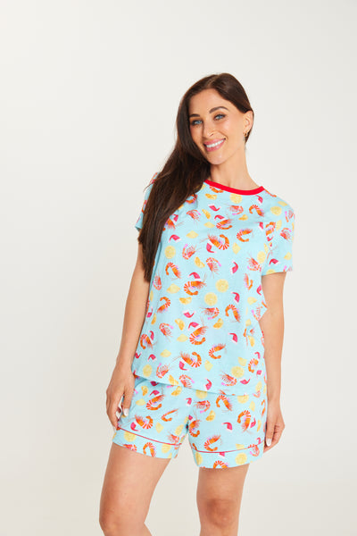 Cachia Shrimp on the Barbie - Mint Womens Short Set Pajamas