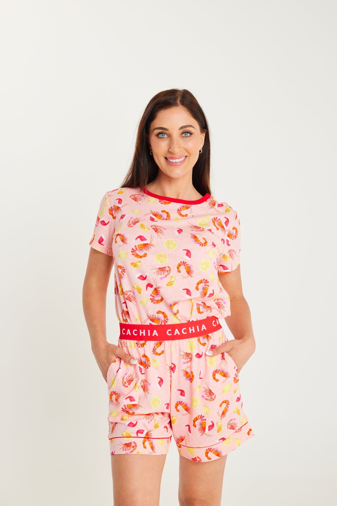 Shrimp on the Barbie - Peach Womens Short Set